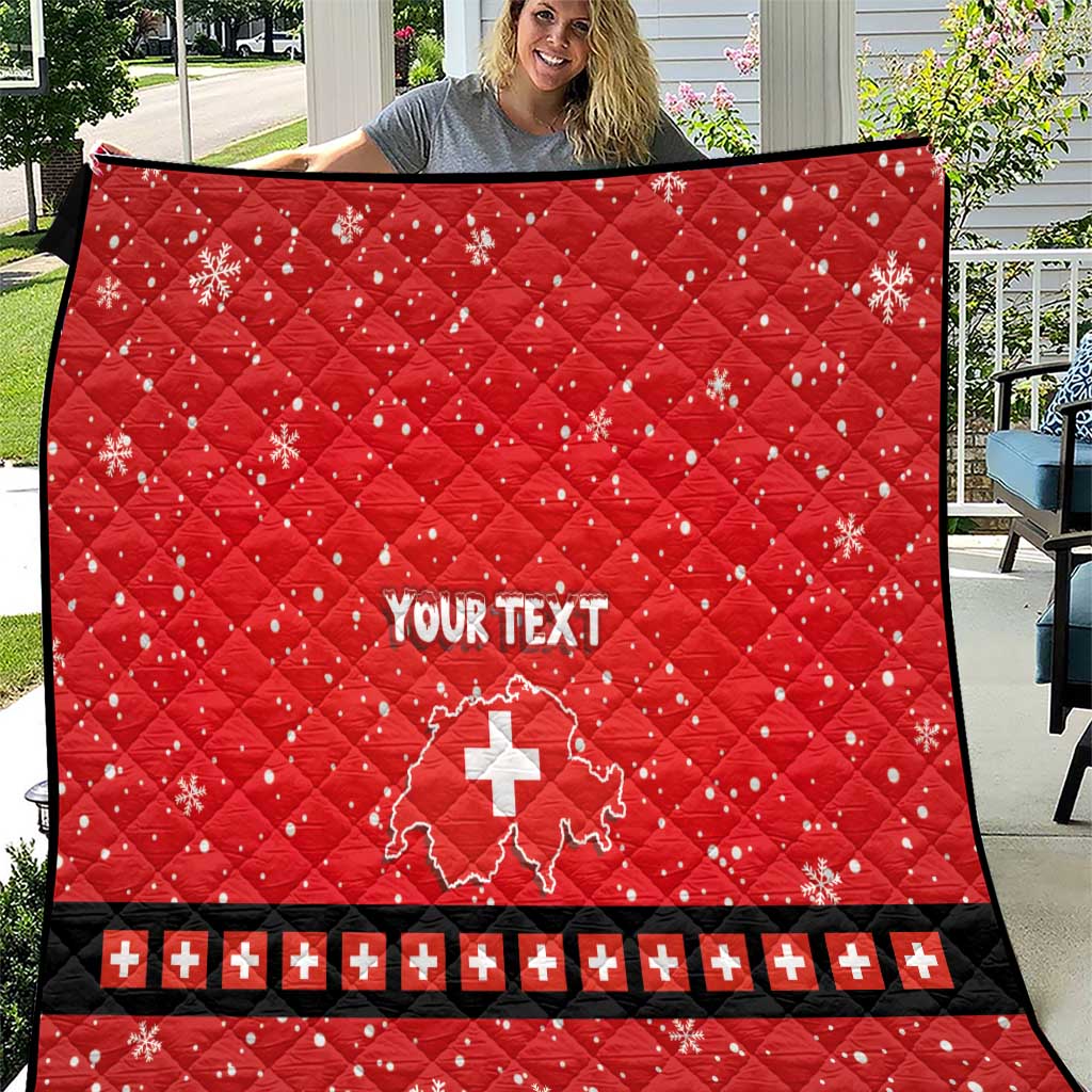 Personalized Swiss Christmas - Designed in Santa Suit Quilt - Wonder Print Shop