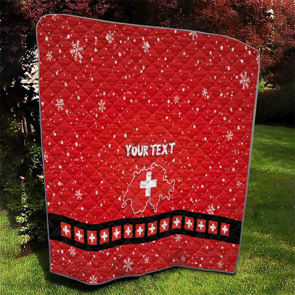 Personalized Swiss Christmas - Designed in Santa Suit Quilt - Wonder Print Shop