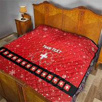 Personalized Swiss Christmas - Designed in Santa Suit Quilt - Wonder Print Shop