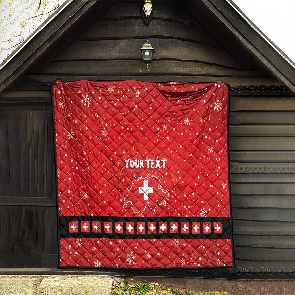 Personalized Swiss Christmas - Designed in Santa Suit Quilt - Wonder Print Shop