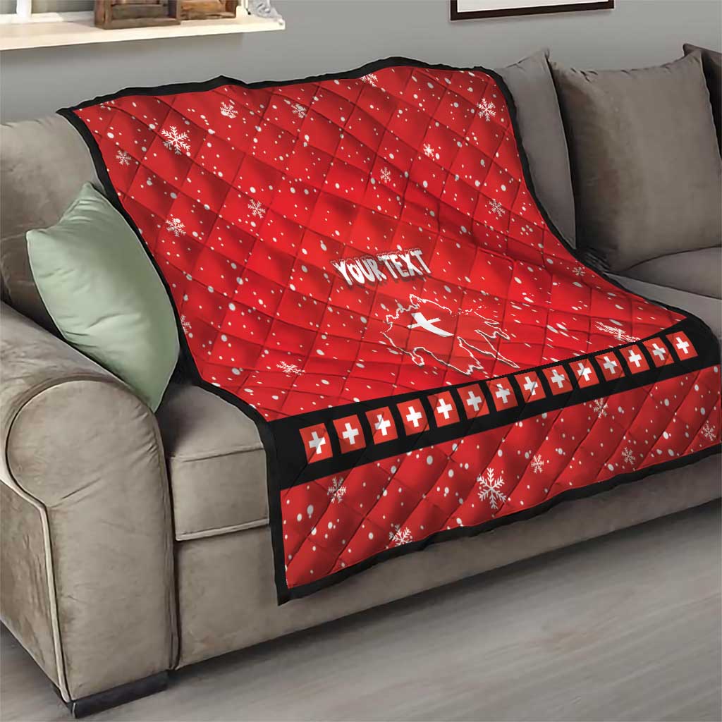 Personalized Swiss Christmas - Designed in Santa Suit Quilt - Wonder Print Shop