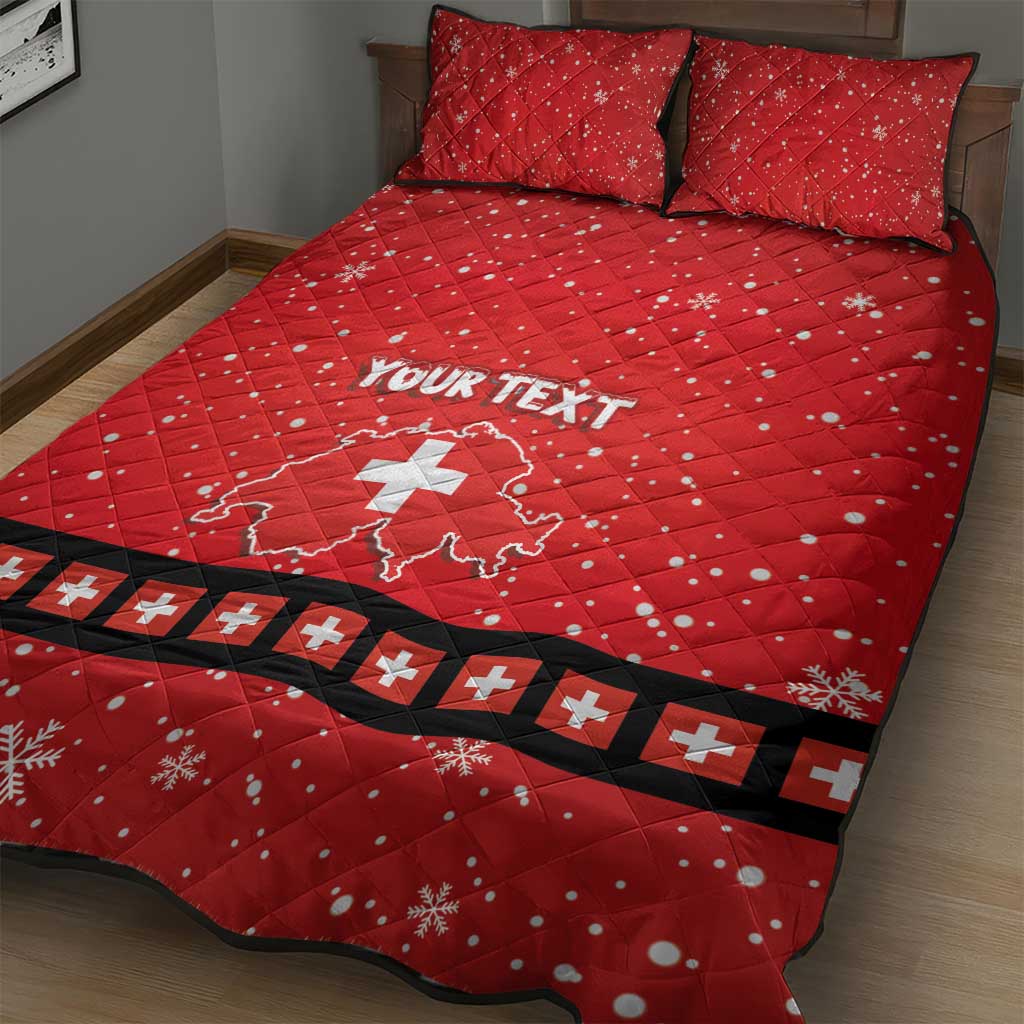 Personalized Swiss Christmas - Designed in Santa Suit Quilt Bed Set - Wonder Print Shop