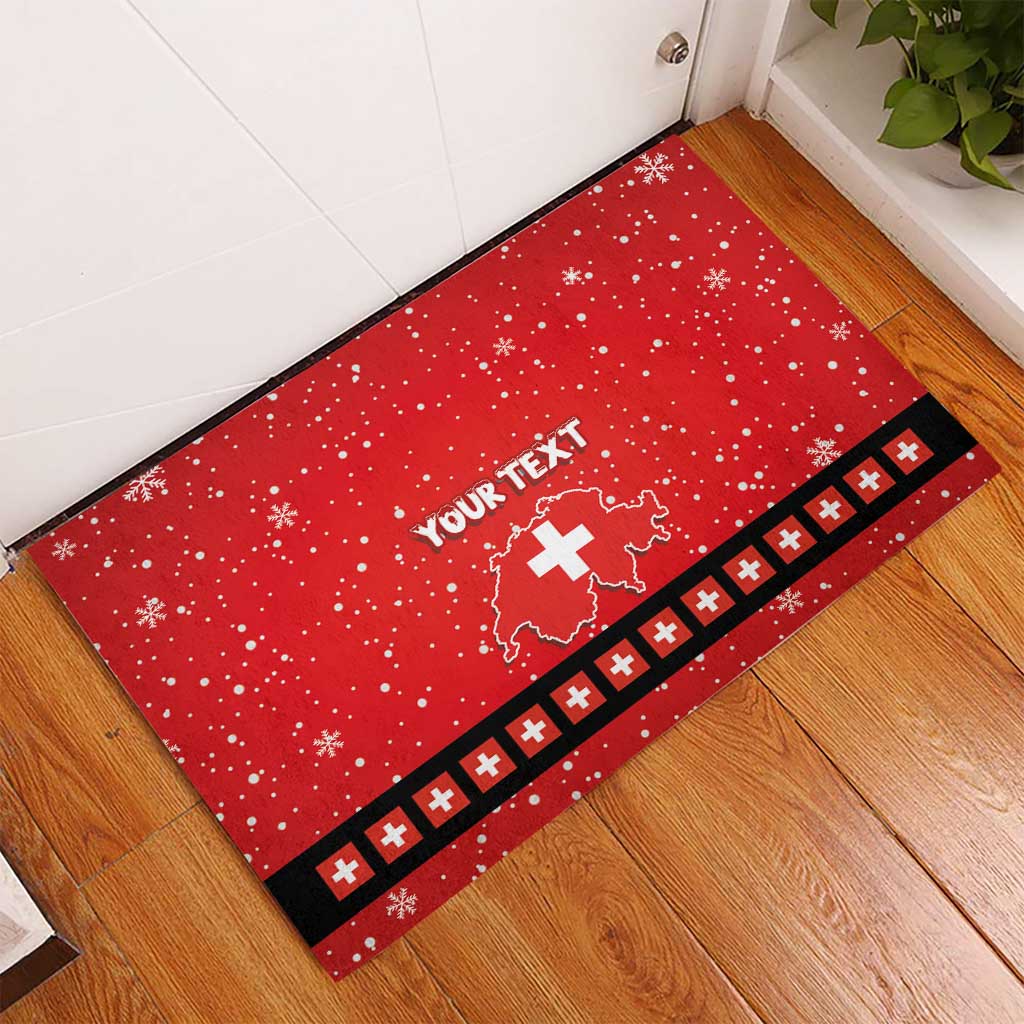 Personalized Swiss Christmas - Designed in Santa Suit Rubber Doormat - Wonder Print Shop