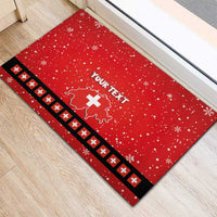 Personalized Swiss Christmas - Designed in Santa Suit Rubber Doormat - Wonder Print Shop