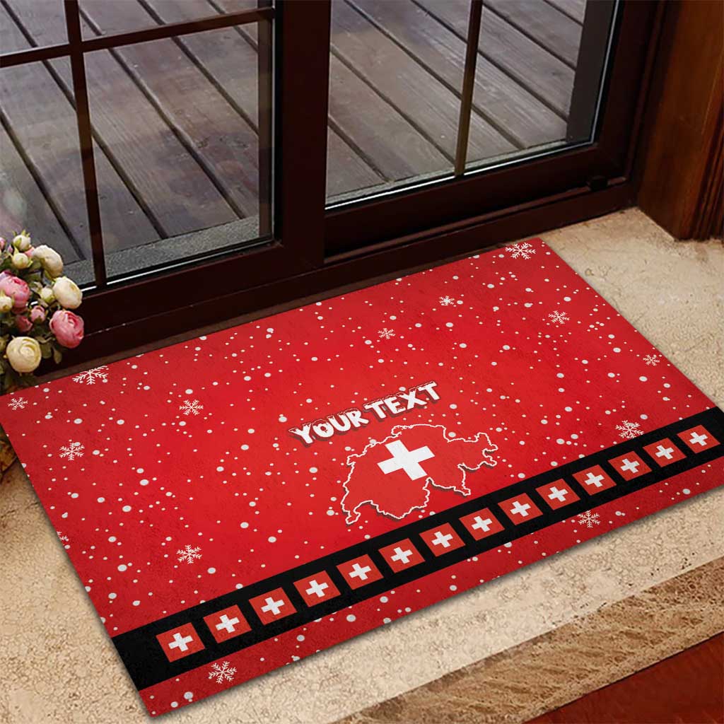 Personalized Swiss Christmas - Designed in Santa Suit Rubber Doormat - Wonder Print Shop