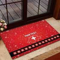 Personalized Swiss Christmas - Designed in Santa Suit Rubber Doormat - Wonder Print Shop
