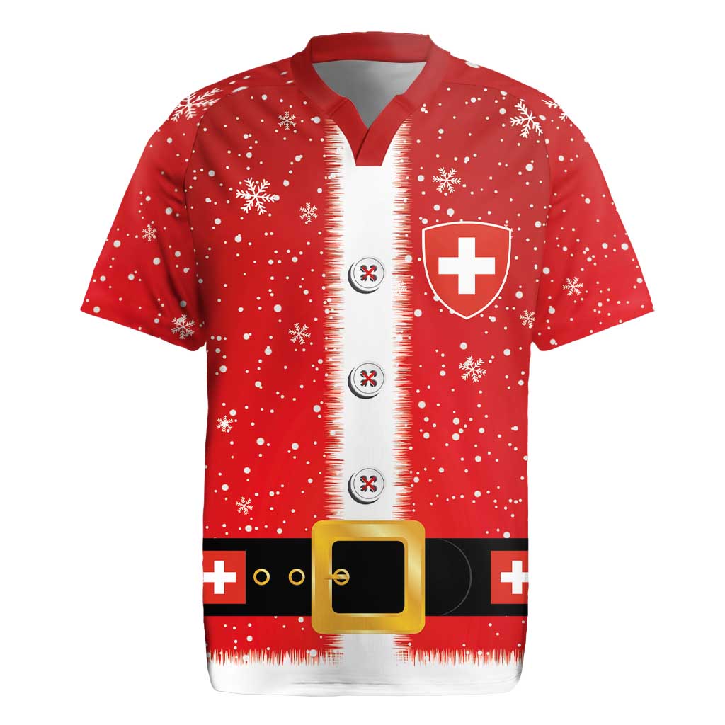 Personalized Swiss Christmas - Designed in Santa Suit Rugby Jersey - Wonder Print Shop