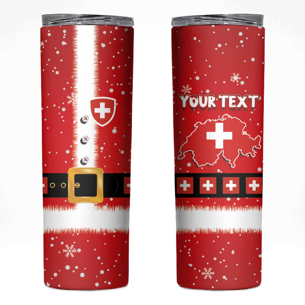 Personalized Swiss Christmas - Designed in Santa Suit Skinny Tumbler - Wonder Print Shop