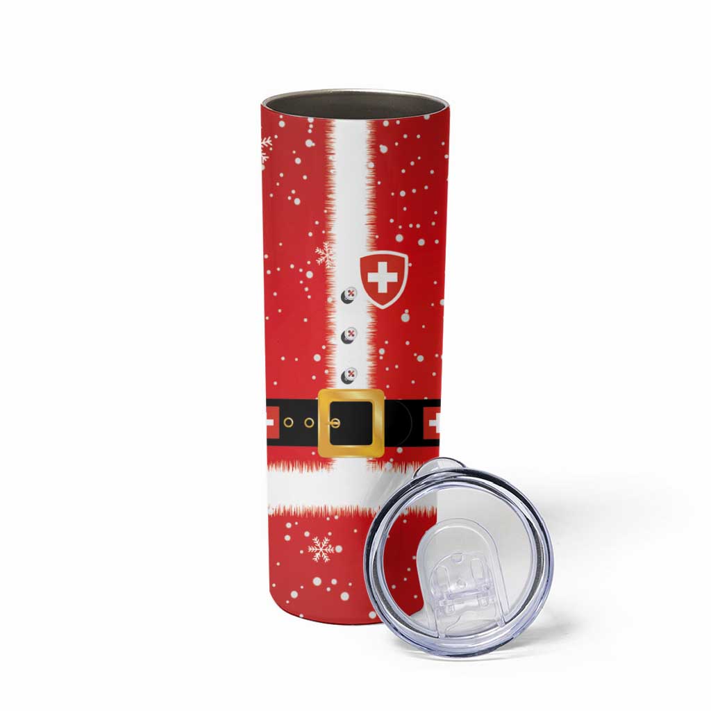 Personalized Swiss Christmas - Designed in Santa Suit Skinny Tumbler - Wonder Print Shop