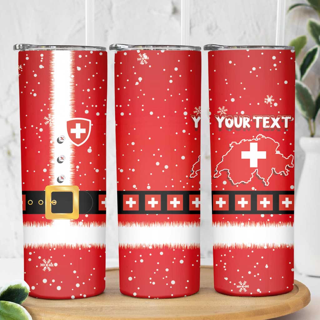 Personalized Swiss Christmas - Designed in Santa Suit Skinny Tumbler - Wonder Print Shop