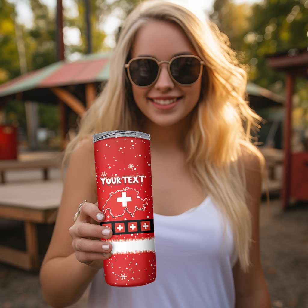 Personalized Swiss Christmas - Designed in Santa Suit Skinny Tumbler - Wonder Print Shop