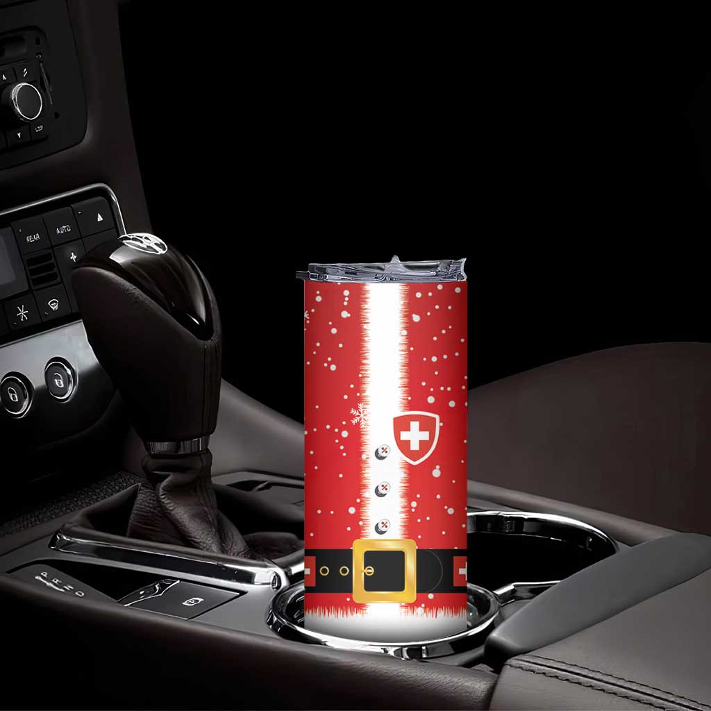 Personalized Swiss Christmas - Designed in Santa Suit Skinny Tumbler - Wonder Print Shop
