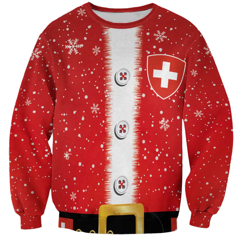 Personalized Swiss Christmas - Designed in Santa Suit Sweatshirt - Wonder Print Shop