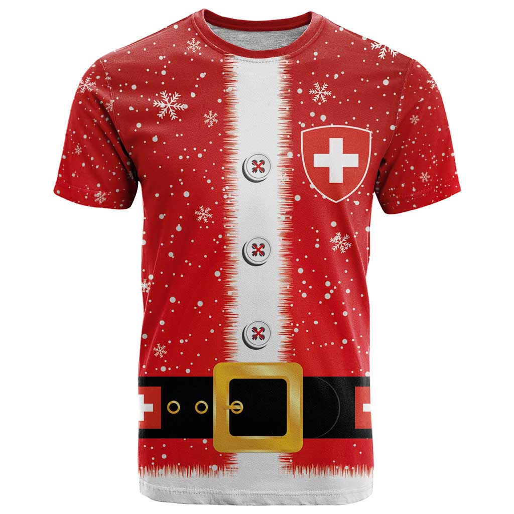 Personalized Swiss Christmas - Designed in Santa Suit T Shirt - Wonder Print Shop