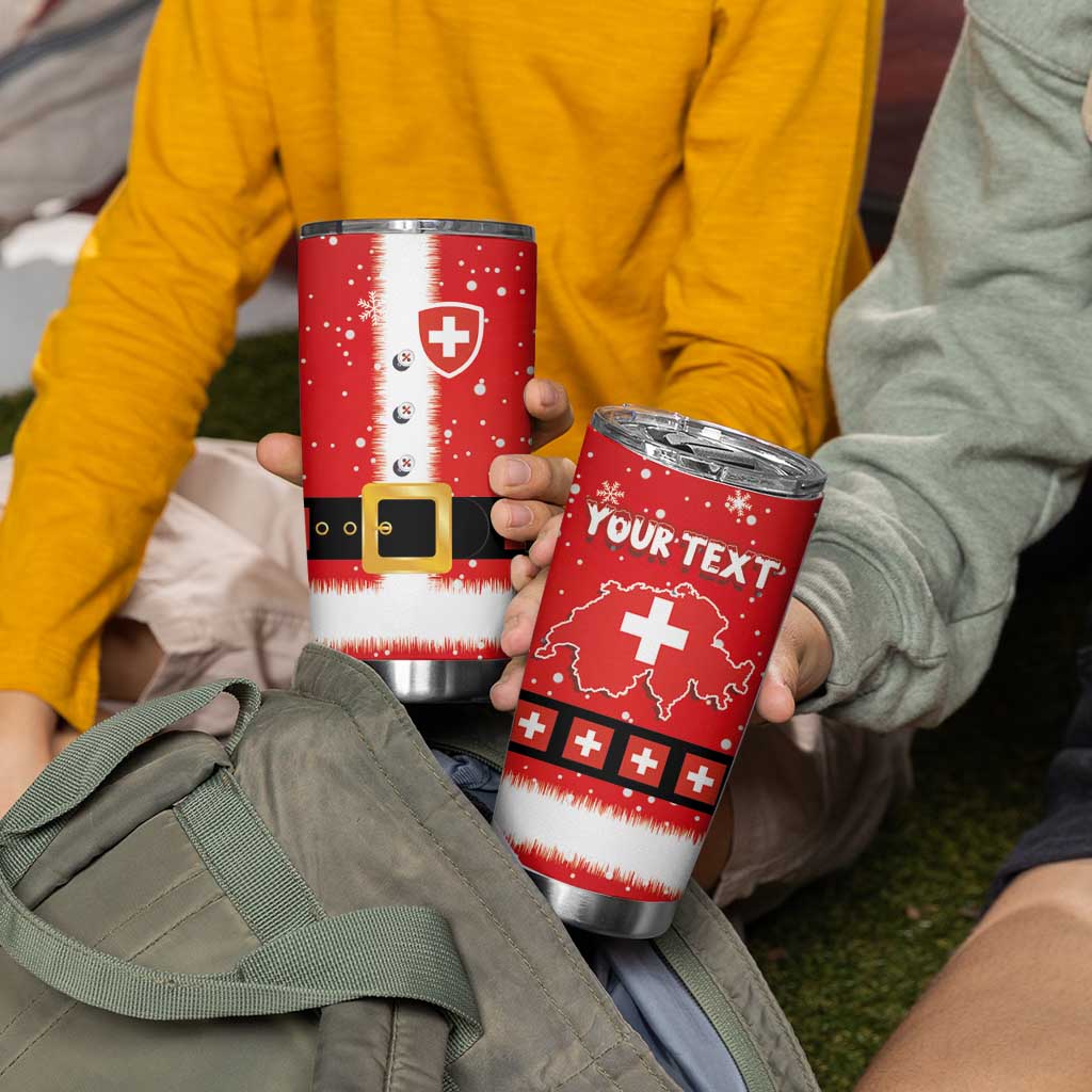 Personalized Swiss Christmas - Designed in Santa Suit Tumbler Cup - Wonder Print Shop