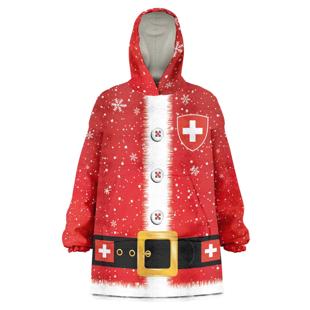 Personalized Swiss Christmas - Designed in Santa Suit Wearable Blanket Hoodie - Wonder Print Shop