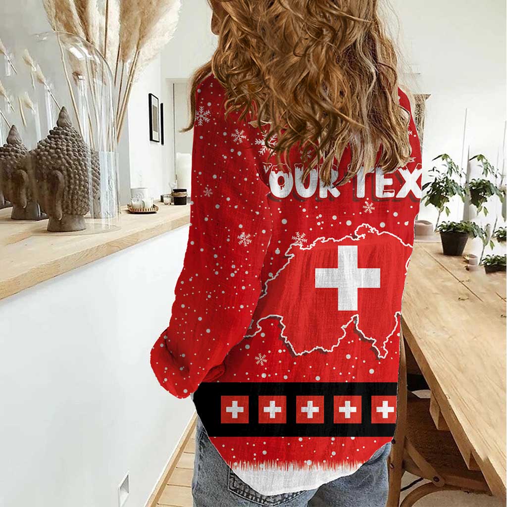 Personalized Swiss Christmas - Designed in Santa Suit Women Casual Shirt - Wonder Print Shop