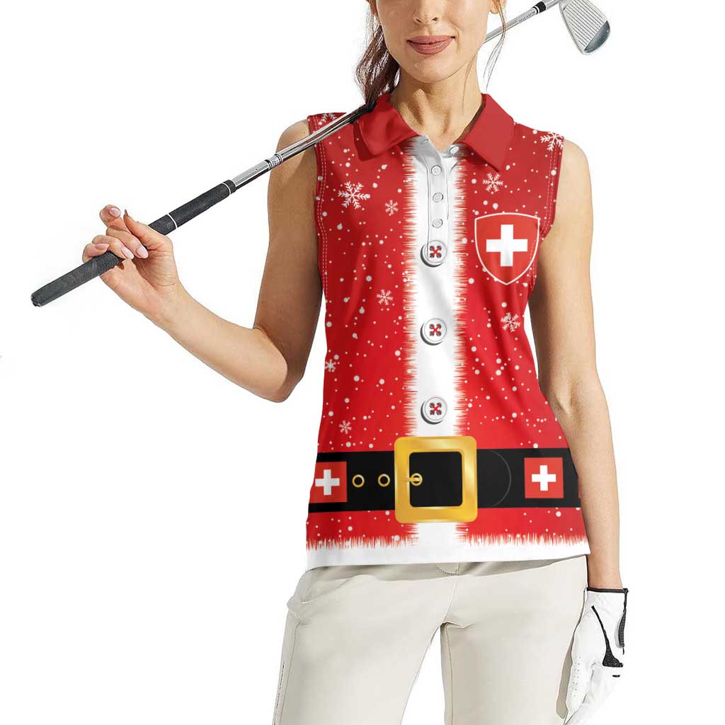 Personalized Swiss Christmas - Designed in Santa Suit Women Sleeveless Polo Shirt - Wonder Print Shop