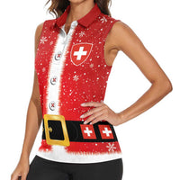 Personalized Swiss Christmas - Designed in Santa Suit Women Sleeveless Polo Shirt - Wonder Print Shop