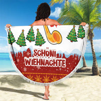 Swiss Santa Plays The Alphorn Christmas Beach Blanket The Matterhorn with Christmas Elements - Wonder Print Shop