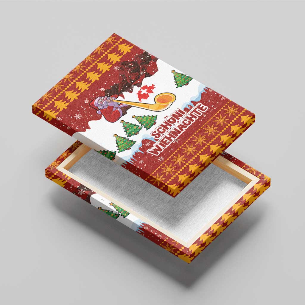 Swiss Santa Plays The Alphorn Christmas Canvas Wall Art The Matterhorn with Christmas Elements - Wonder Print Shop