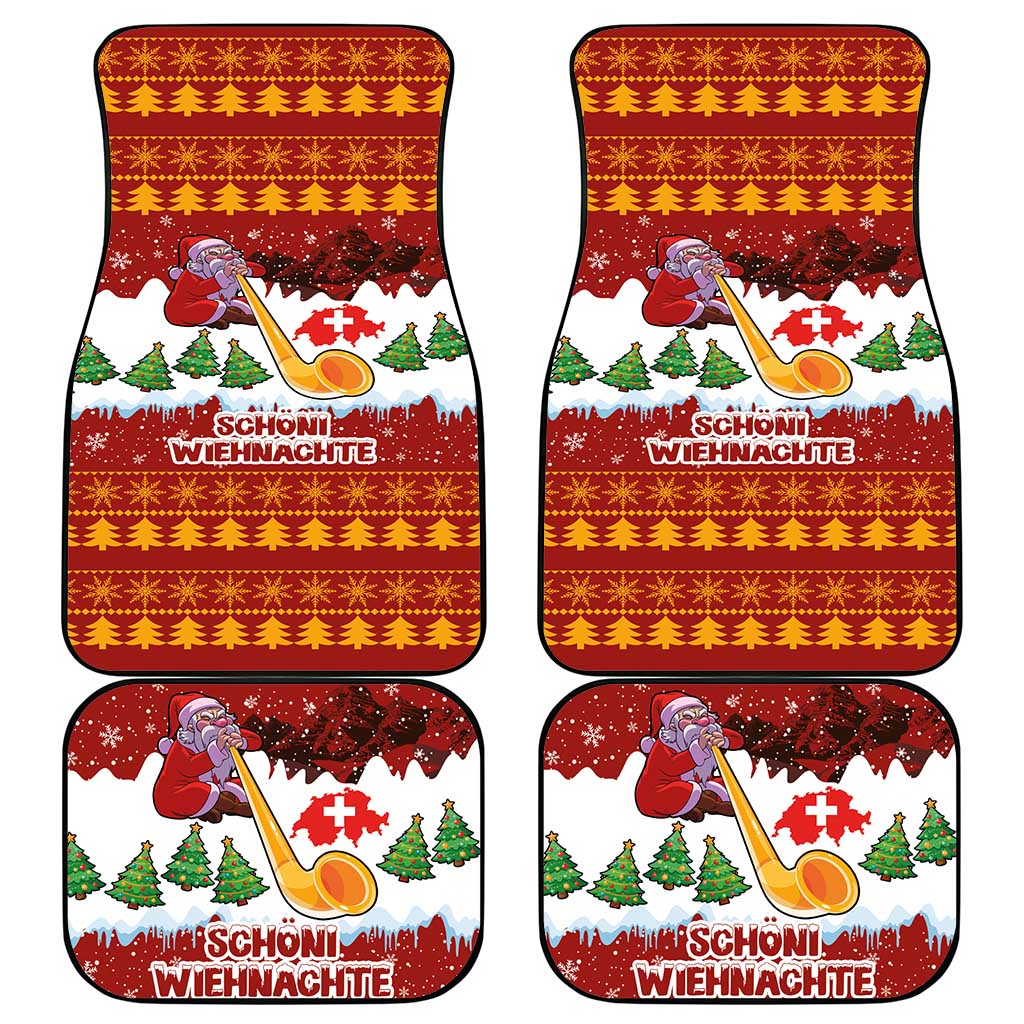 Swiss Santa Plays The Alphorn Christmas Car Mats The Matterhorn with Christmas Elements - Wonder Print Shop