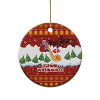 Swiss Santa Plays The Alphorn Christmas Ceramic Ornament The Matterhorn with Christmas Elements - Wonder Print Shop