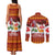 Swiss Santa Plays The Alphorn Christmas Couples Matching Tank Maxi Dress and Long Sleeve Button Shirt The Matterhorn with Christmas Elements - Wonder Print Shop