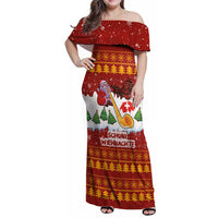 Swiss Santa Plays The Alphorn Christmas Family Matching Off Shoulder Maxi Dress and Hawaiian Shirt The Matterhorn with Christmas Elements - Wonder Print Shop
