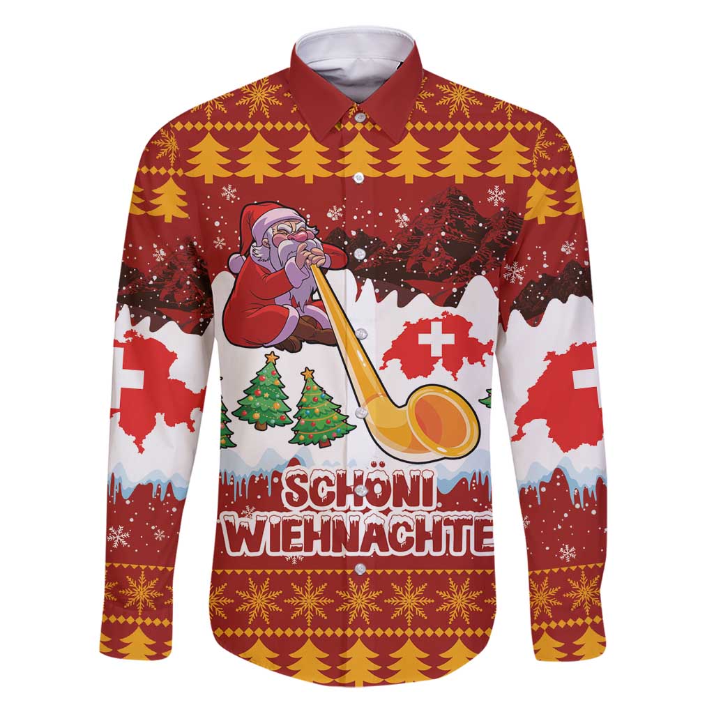 Swiss Santa Plays The Alphorn Christmas Family Matching Puletasi and Hawaiian Shirt The Matterhorn with Christmas Elements - Wonder Print Shop