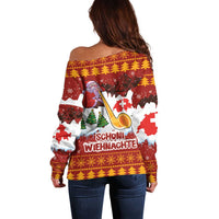 Swiss Santa Plays The Alphorn Christmas Off Shoulder Sweater The Matterhorn with Christmas Elements - Wonder Print Shop