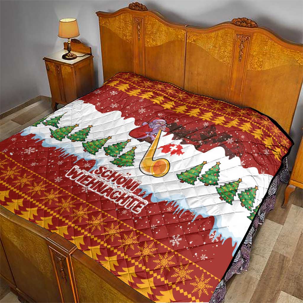 Swiss Santa Plays The Alphorn Christmas Quilt The Matterhorn with Christmas Elements - Wonder Print Shop