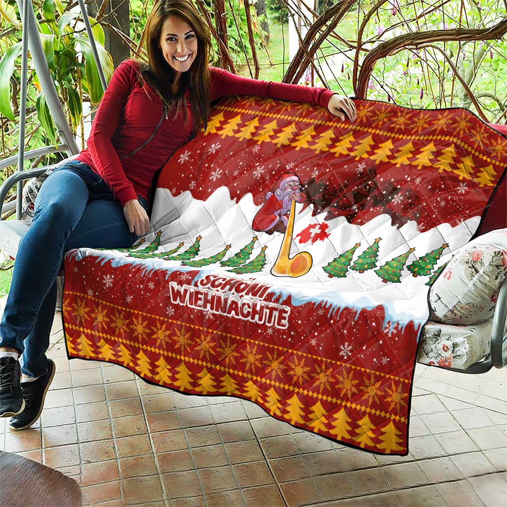 Swiss Santa Plays The Alphorn Christmas Quilt The Matterhorn with Christmas Elements - Wonder Print Shop