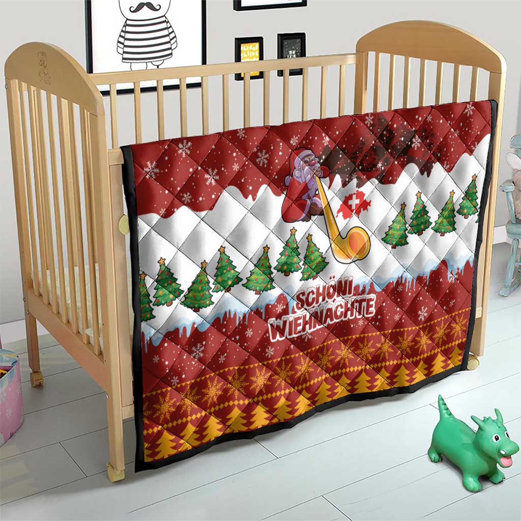 Swiss Santa Plays The Alphorn Christmas Quilt The Matterhorn with Christmas Elements - Wonder Print Shop