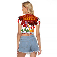 Swiss Santa Plays The Alphorn Christmas Raglan Cropped T Shirt The Matterhorn with Christmas Elements - Wonder Print Shop