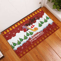 Swiss Santa Plays The Alphorn Christmas Rubber Doormat The Matterhorn with Christmas Elements - Wonder Print Shop
