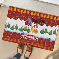 Swiss Santa Plays The Alphorn Christmas Rubber Doormat The Matterhorn with Christmas Elements - Wonder Print Shop