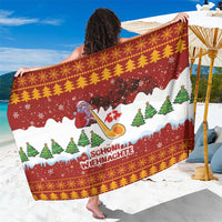 Swiss Santa Plays The Alphorn Christmas Sarong The Matterhorn with Christmas Elements - Wonder Print Shop