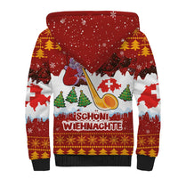 Swiss Santa Plays The Alphorn Christmas Sherpa Hoodie The Matterhorn with Christmas Elements - Wonder Print Shop