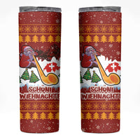 Swiss Santa Plays The Alphorn Christmas Skinny Tumbler The Matterhorn with Christmas Elements - Wonder Print Shop
