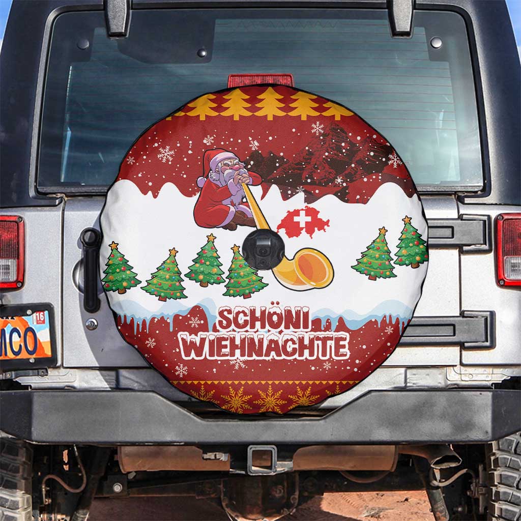 Swiss Santa Plays The Alphorn Christmas Spare Tire Cover The Matterhorn with Christmas Elements - Wonder Print Shop