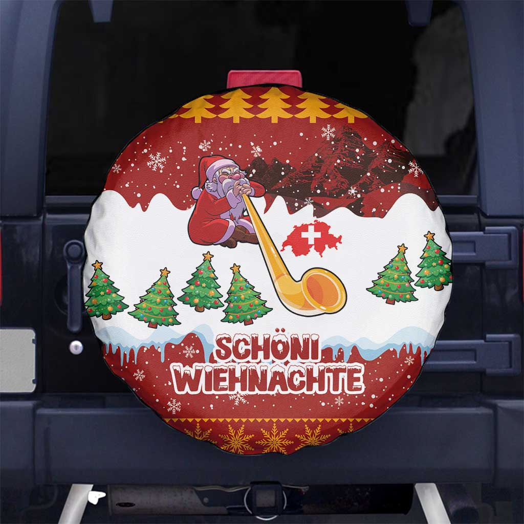 Swiss Santa Plays The Alphorn Christmas Spare Tire Cover The Matterhorn with Christmas Elements - Wonder Print Shop