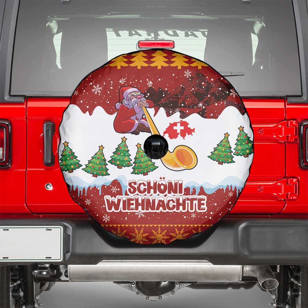 Swiss Santa Plays The Alphorn Christmas Spare Tire Cover The Matterhorn with Christmas Elements - Wonder Print Shop