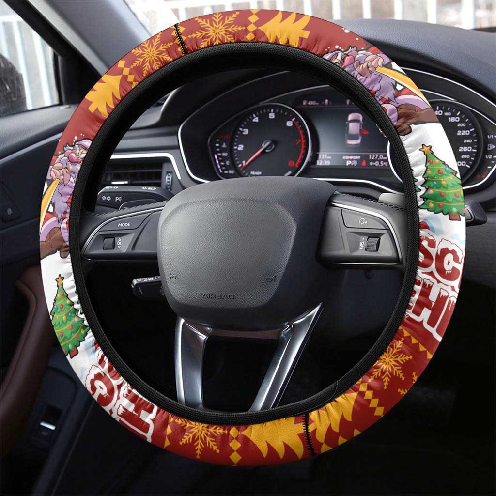Swiss Santa Plays The Alphorn Christmas Steering Wheel Cover The Matterhorn with Christmas Elements - Wonder Print Shop