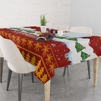 Swiss Santa Plays The Alphorn Christmas Tablecloth The Matterhorn with Christmas Elements - Wonder Print Shop
