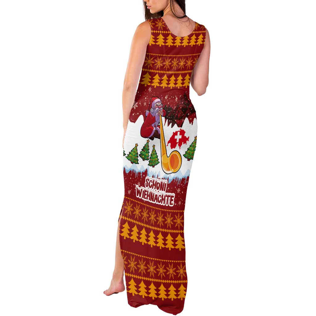 Swiss Santa Plays The Alphorn Christmas Tank Maxi Dress The Matterhorn with Christmas Elements - Wonder Print Shop