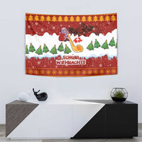 Swiss Santa Plays The Alphorn Christmas Tapestry The Matterhorn with Christmas Elements - Wonder Print Shop