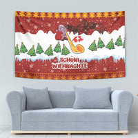 Swiss Santa Plays The Alphorn Christmas Tapestry The Matterhorn with Christmas Elements - Wonder Print Shop