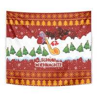 Swiss Santa Plays The Alphorn Christmas Tapestry The Matterhorn with Christmas Elements - Wonder Print Shop