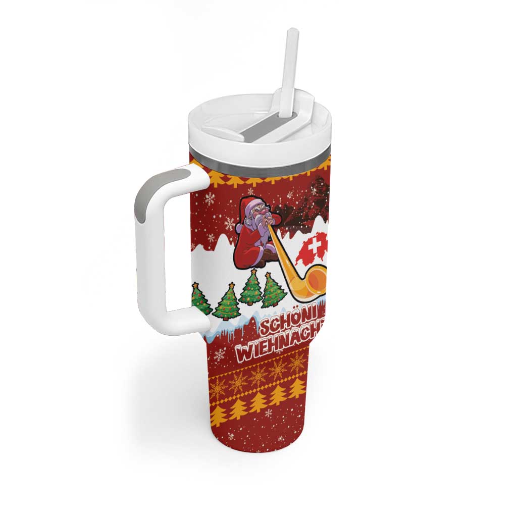Swiss Santa Plays The Alphorn Christmas Tumbler With Handle The Matterhorn with Christmas Elements - Wonder Print Shop